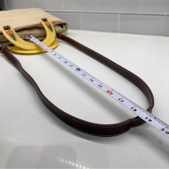 Vintage 90s Relic by Fossil Cream Woven Straw Purse w Dried Flower Resin Handles - Picture 14 of 15